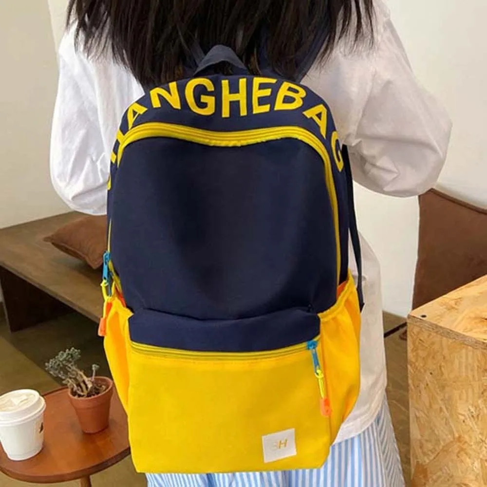 Daypack Oxford Cloth Backpack Casual Durable Students School Bag Scratch Prevention Fixed Webbing Large Capacity Backpack