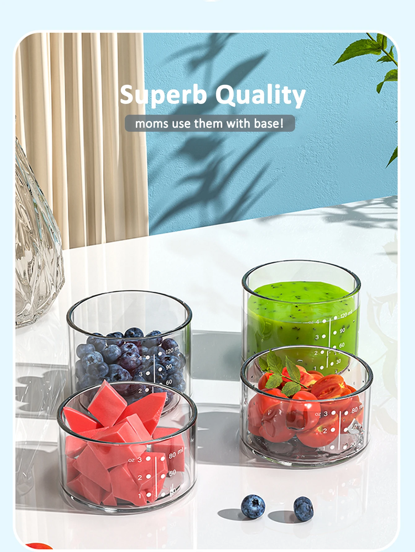 

Borosilicate Glass Baby Food Storage Set, Steam/Boil-Safe Custard Bowls with Airtight Lids, Weaning Prep Cups