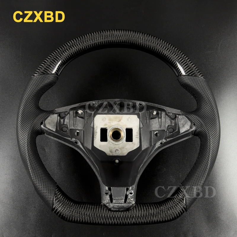 For Tesla Model S Model X 2013-2021 Real Glossy Matte Carbon Fiber Steering Wheel High Quality Leather Alcantara Customized - Image 5