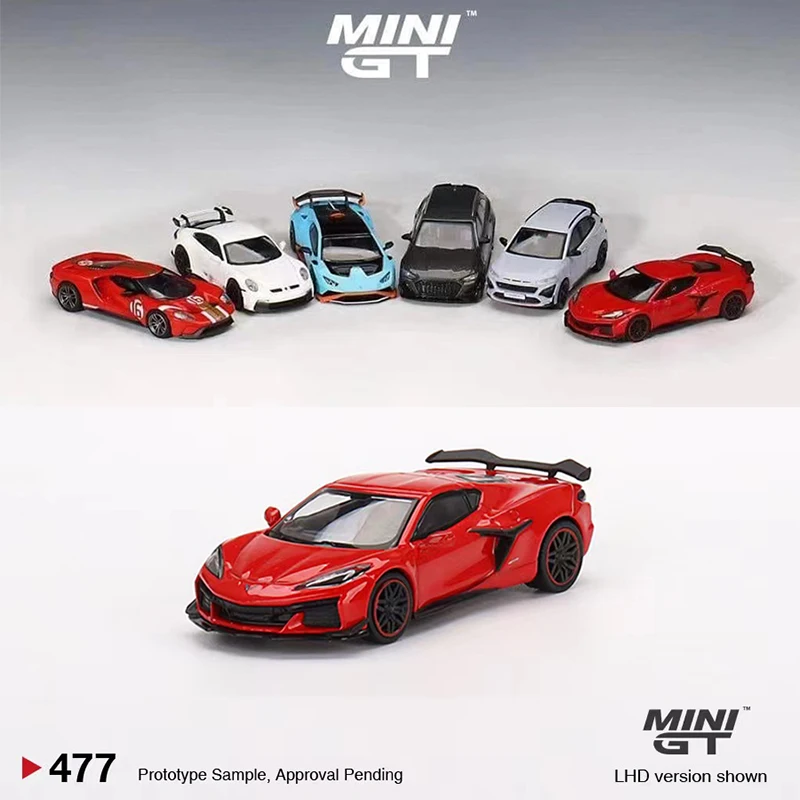 MINI GT 1:64 модель автомобиля Corvette Z06 2023 сплав литой подвижной автомобиль-цвет ярко-красный