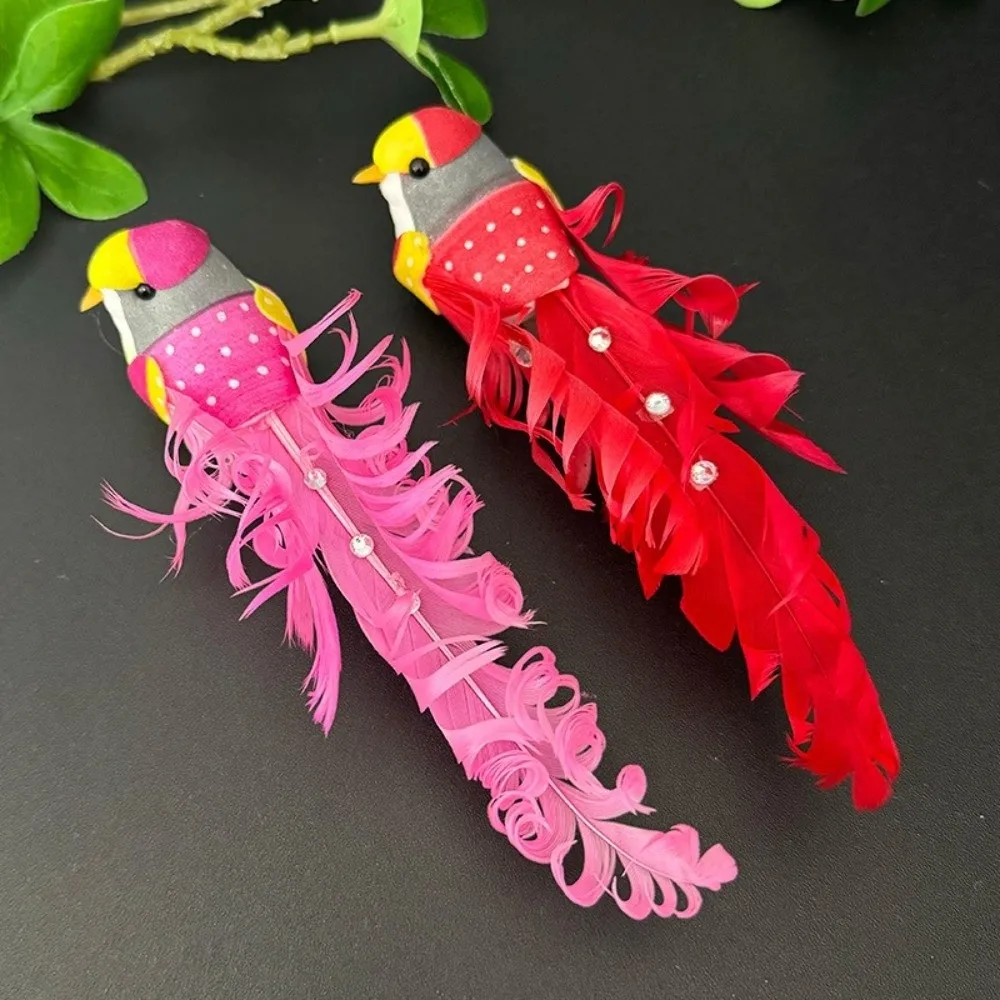 6pcs Colorful Simulation Birds Photography Props Curly Hair Artificial Foam Feathers Birds Home Decor with Clip