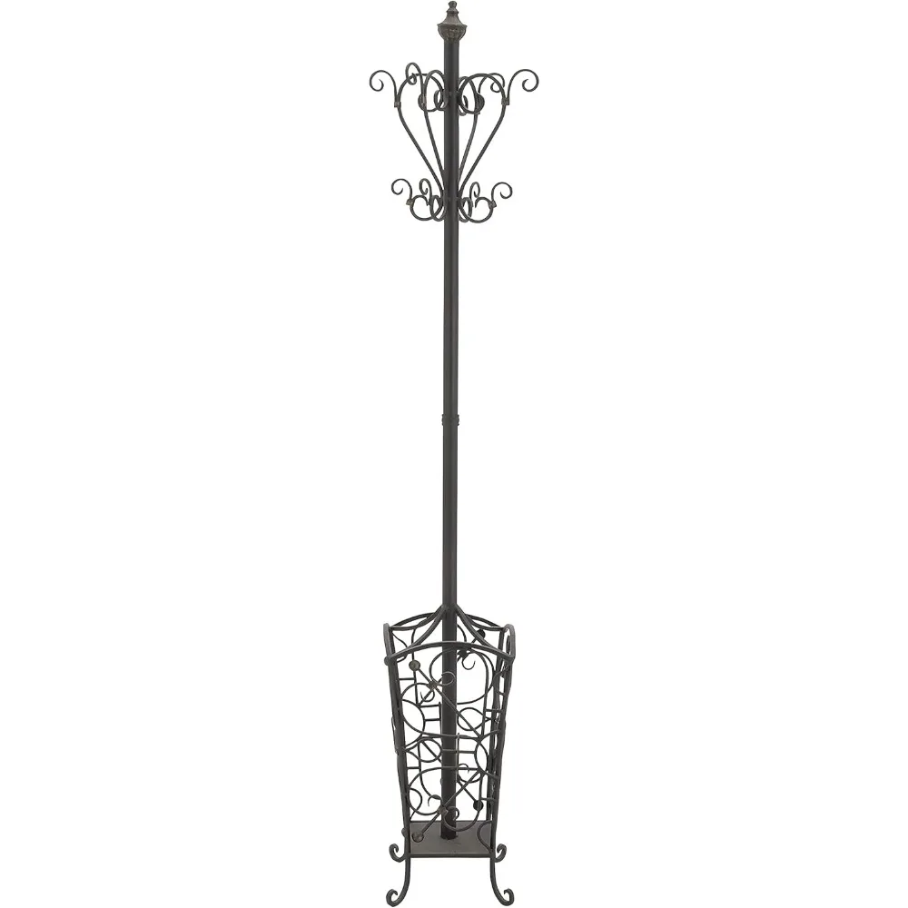 Metal Vintage Style Coat Rack with Scroll Designs, 11