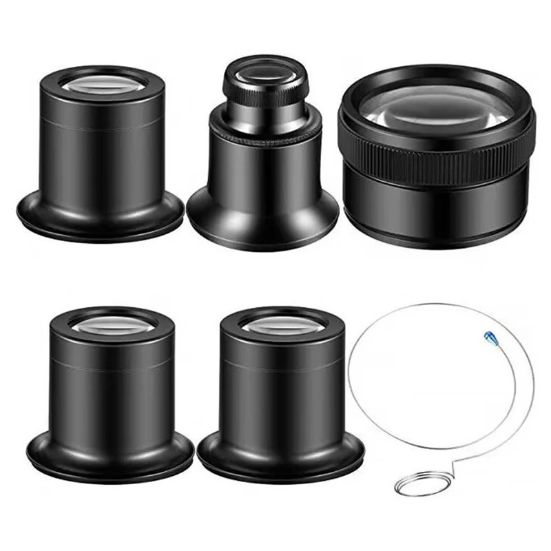 Jeweler Watch Magnifier Tool 5X 10X 15X 20X 30X Portable Monocular Magnifying Glass Loupe Lens for Eye Magnifier Lens