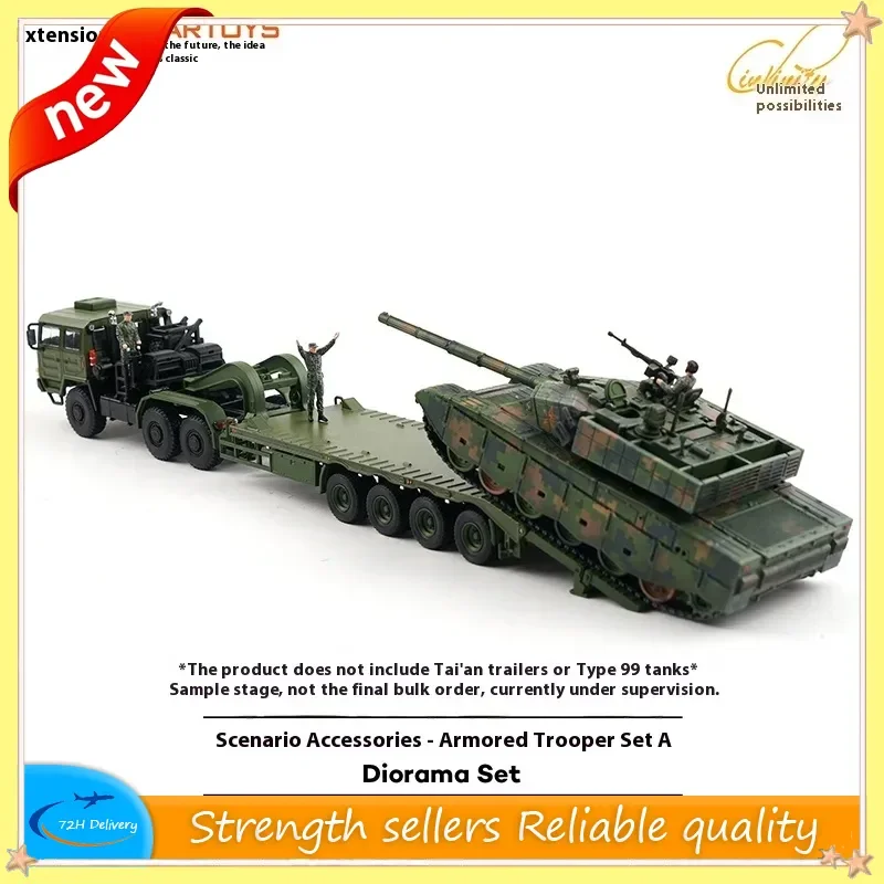

Tuoyi 1/64 alloy simulation heavy-duty flat low plate trailer head ornament Tai'an TA4360 transport trailer truck model