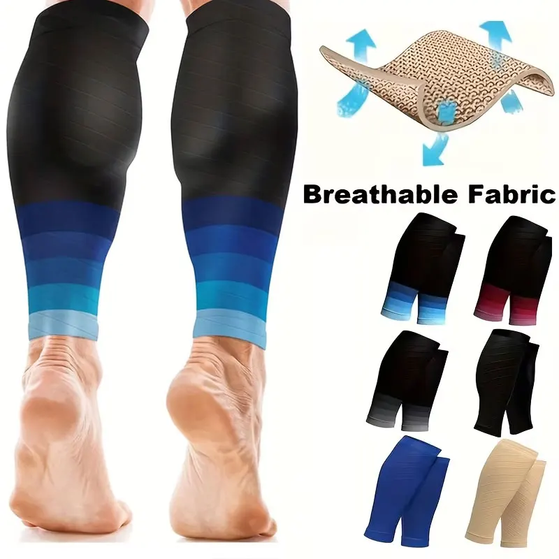 1Pair Calf Compression Sleeve for Women Men,gradient color outdoor sports compression socks for runners