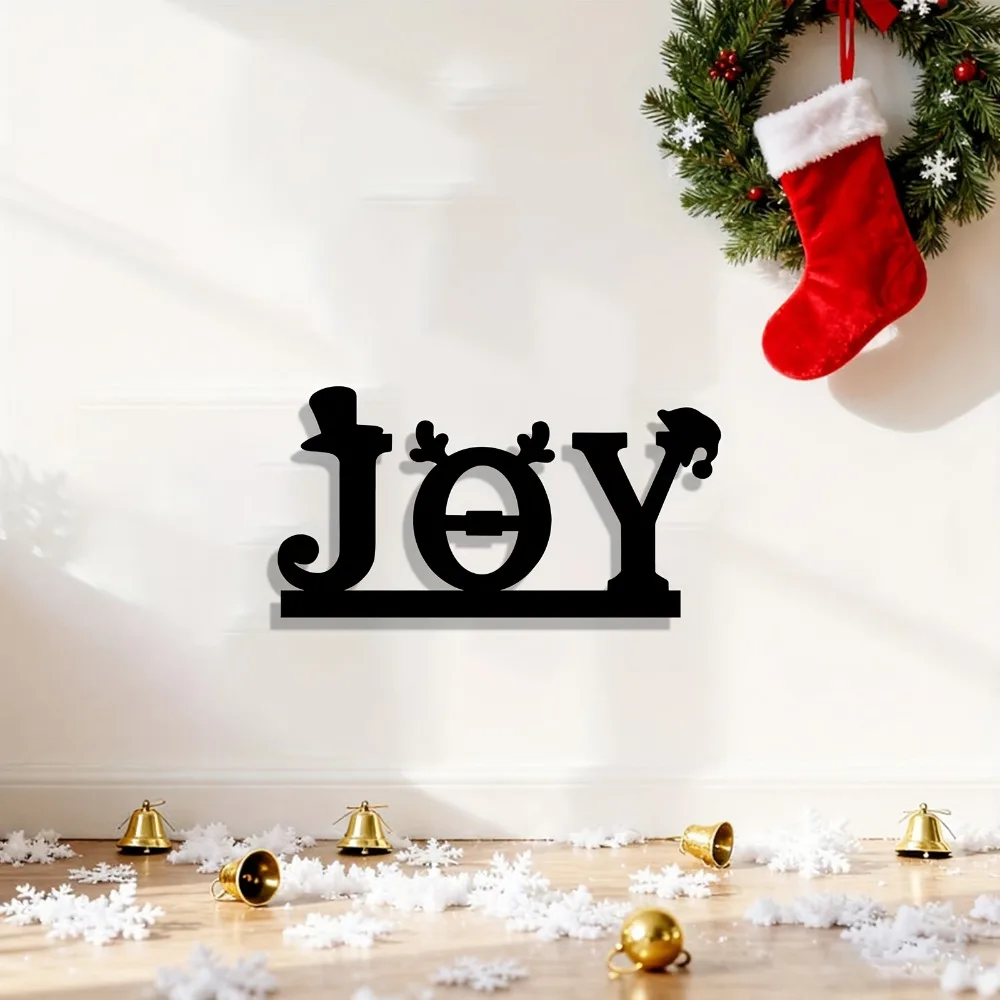 1pc Metal JOY Letter Wall Art, Large Iron Sculpture, Rust-Resistant for Indoor Outdoor Home Garden Fence Decor, Elegant Cursive