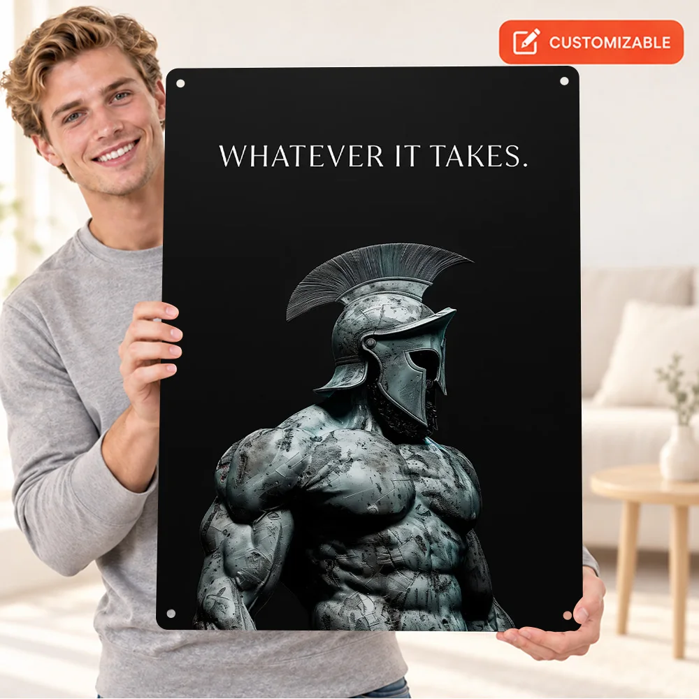 Leonidas Motivation Quote Textured Metal Poster Modern Battle Graphic Wall Art For Office Customized Aluminum Sign Mentor Gift