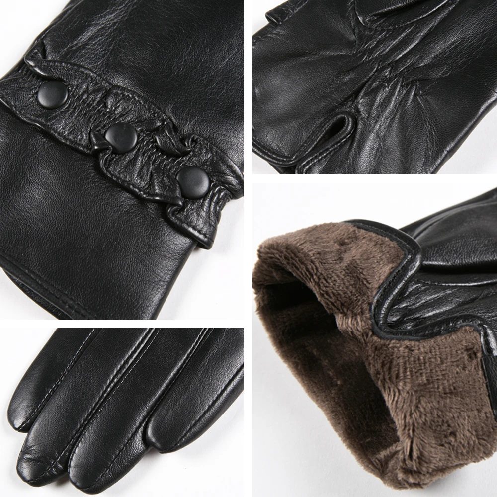 GOURS Winter Real Leather Gloves Women Black Genuine Goatskin Gloves Fashion Soft Fleece Lining Warm Driving New Arrival GSL034