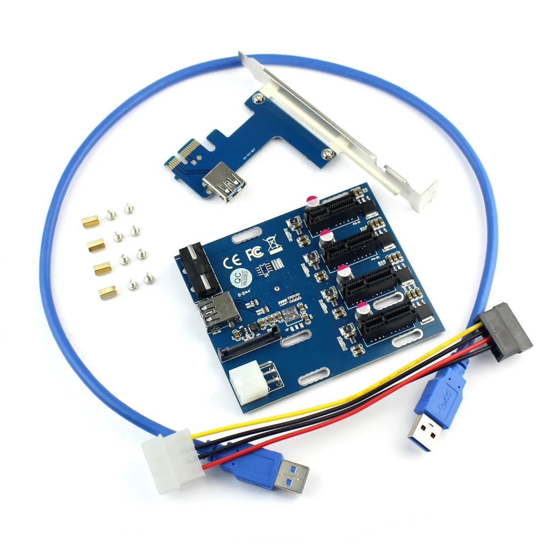 

Переходная плата Mini ITX с PCIe на PCI Express 1 на 4 слота, для майнера BTC