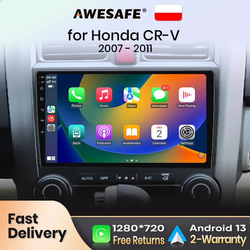 AWESAFE Android 13 Auto Radio per Honda CRV 2007-2011 Wireless CarPlay schermo multimediale stereo