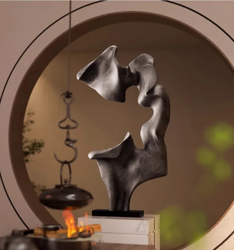 Abstract art sculptures in the hotel lobby, blue resin living room ornaments, floor standing rockery stone handicrafts BB310CT