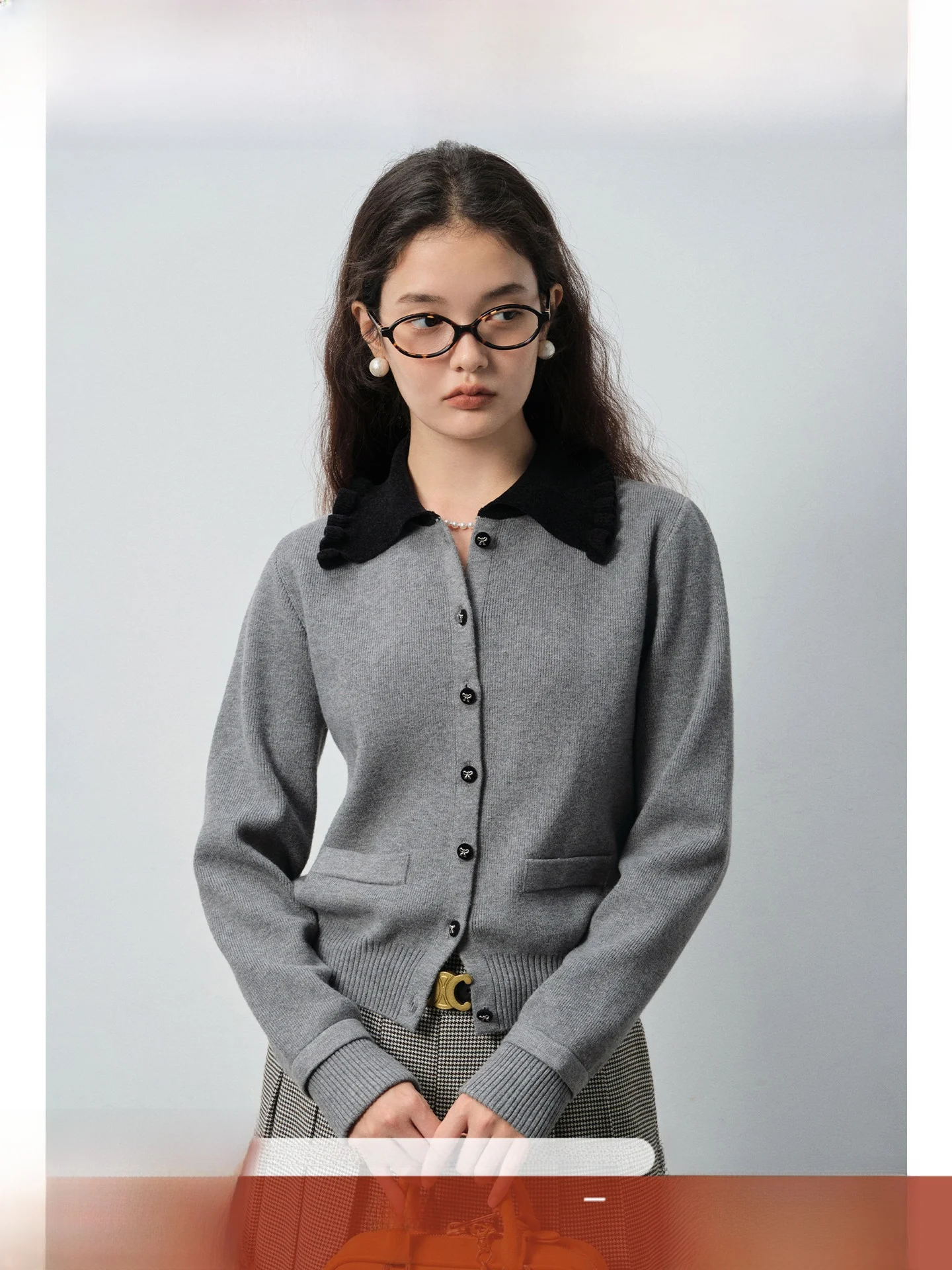 

Вязаный свитер с воротником-стойкой в стиле ретро, открытый кардиган, приталенный крой, большие размеры, женский топ для повседневной носки, с длинными рукавами