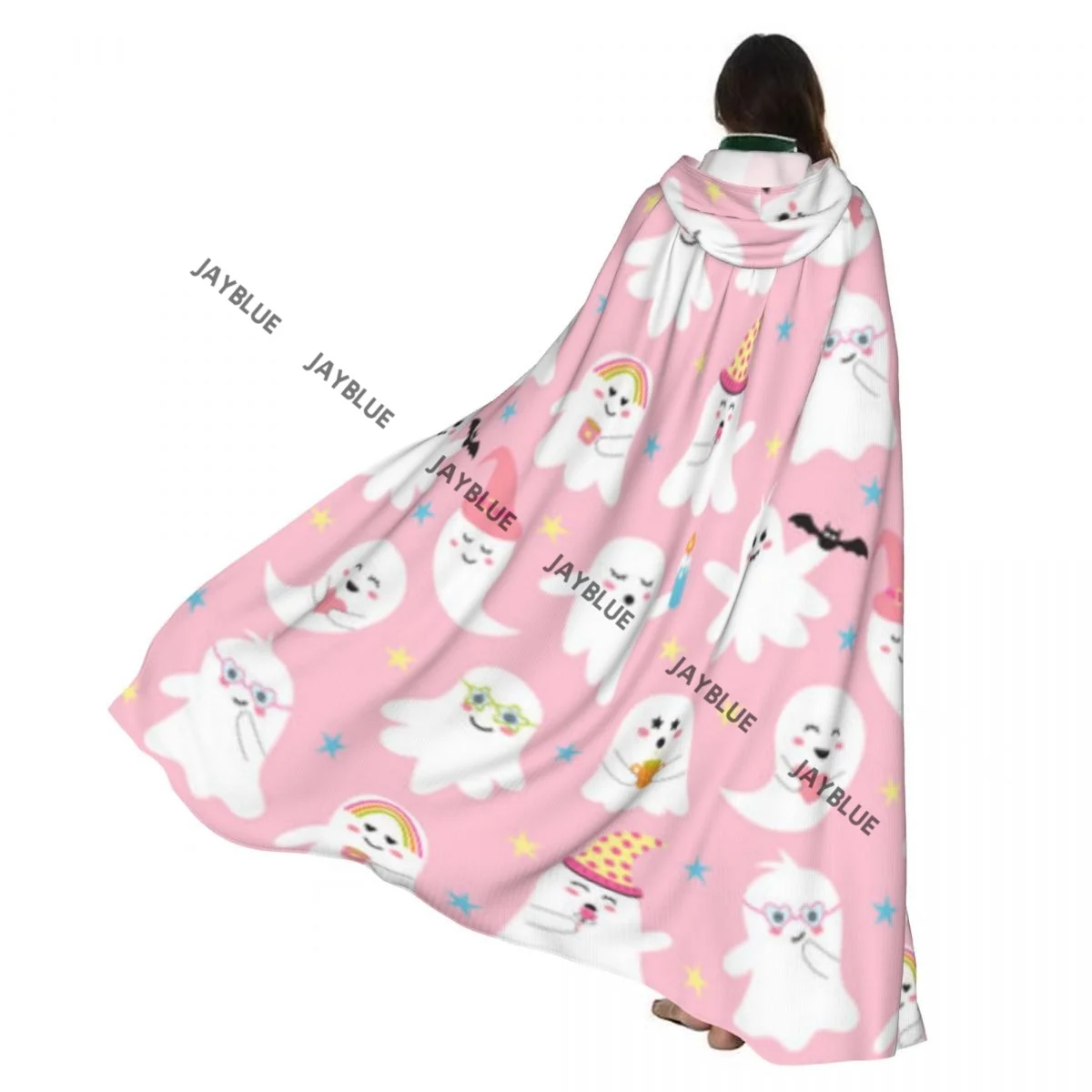 

Плащ для взрослых, накидка с капюшоном, милый забавный призрак, средневековый костюм, ведьма, Викка, вампир, эльф, Пурим, карнавальная вечеринка