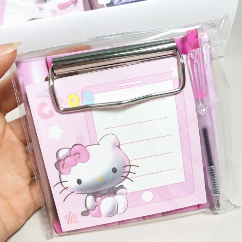 Sticky Note Book com Caneta Esferográfica, Olá Kitty, Kuromi, Cinnamoroll, Notebook portátil do estudante, Conjunto de papelaria, 20Pcs