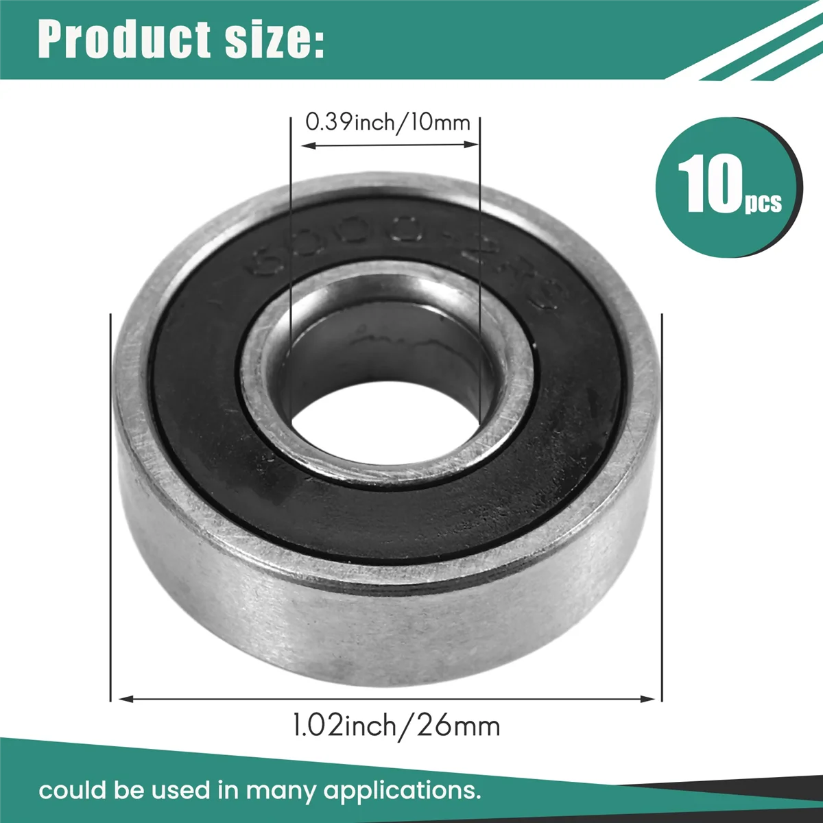 

Bearing 10Pcs 6000RS Shielded Deep Groove Radial Ball Bearings 10mmx26mmx8mm