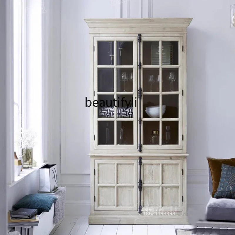 

Выгодные скидки! Американский деревенский книжный шкаф из массива дерева, французский ретро-антикварный буфет, витрина со стеклянными дверцами, на заказ.