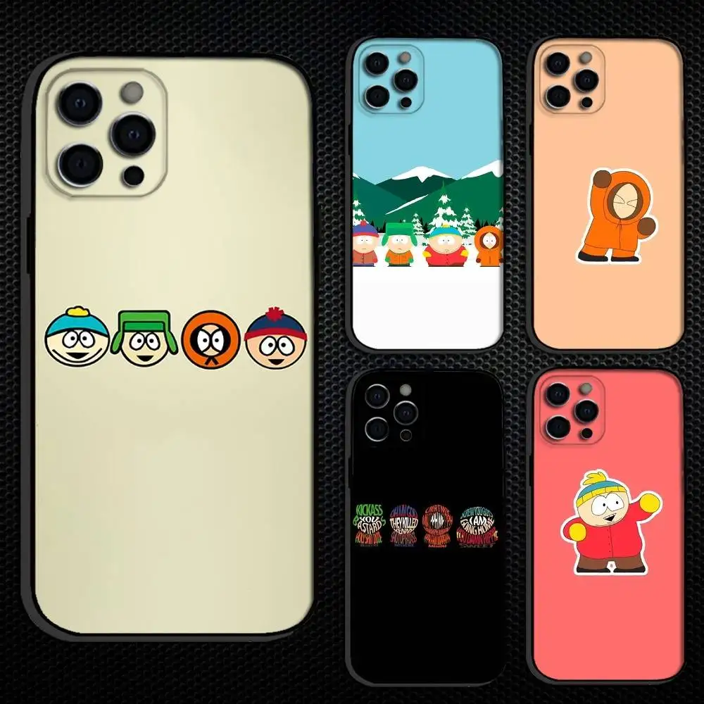 

S-Southparks Cartoon Phone Case For iPhone 16,15,14,13,12,11 Plus,Pro Max, Others Soft Black Cover