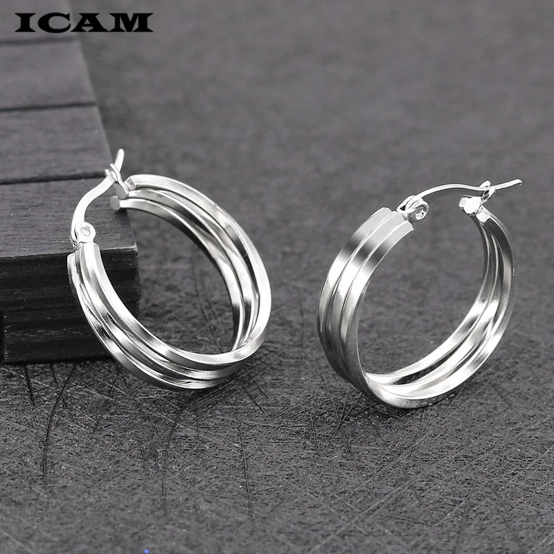 ICAM Brand Metal Elegant Hoop Earring Woman 2019 New Vintage Gold Color Cheap korean Statement Earrings Accessories brincos
