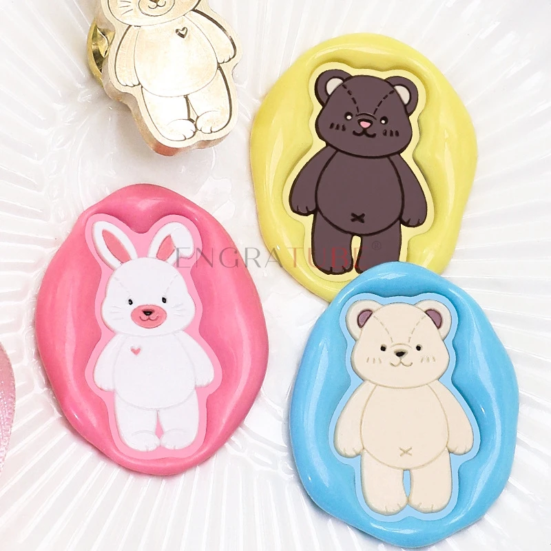 Conjunto de selo de cera de desenho animado, gatinho fofo, coelho, urso, troca de roupas, kit de cera de vedação antiga, presentes, scrapbooking decorativo