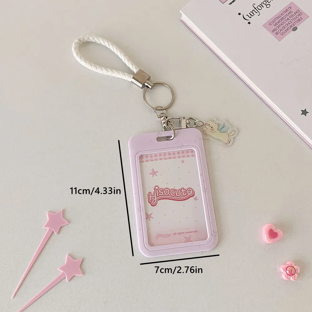 Брелок для ключей с милым кроликом и котом, держатель для карт, защита для фотографий для девочек, коллекционные карты Kpop