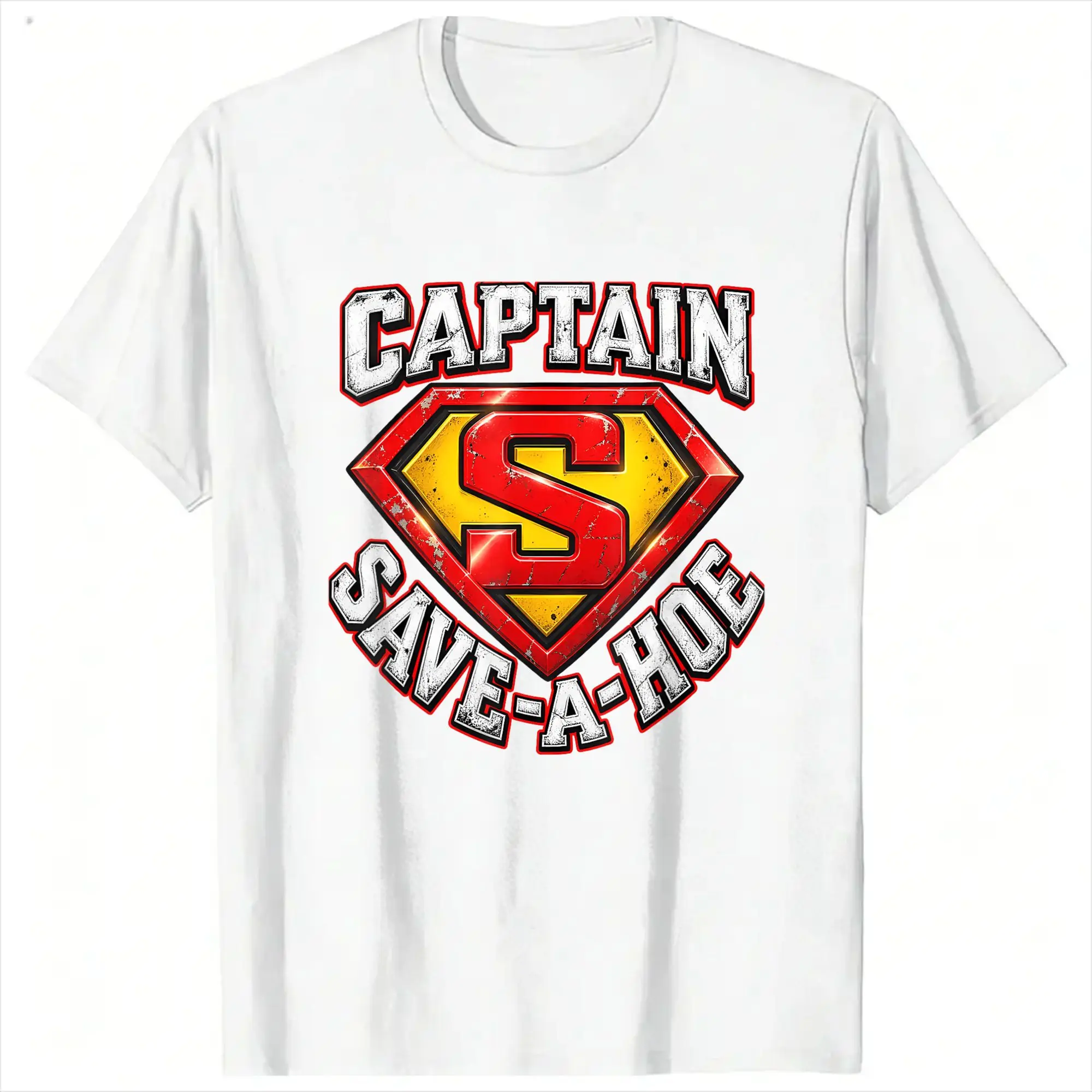 Costume Halloween Captain Save a Hoe Cotton T-Shirt For Men Summer  Y2K Fun T-Shirts O-Neck Harajuku Tees Oversize Loose Tops