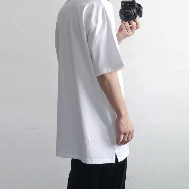 

Heavyweight Cotton ort Sve T-irt Men's Loose Fit Color Base Layer f Sve Korean Sle Trendy Summer Top