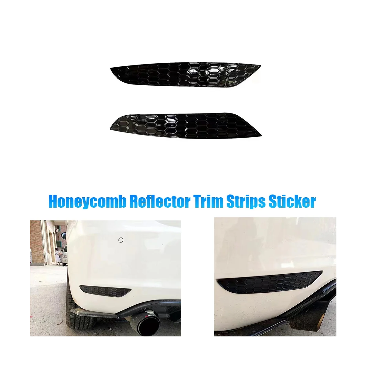 1Pair Rear Bar Honeycomb Tail Fog Light Cover Trim Styling for Golf 6 Rear Bumper Reflector Strips Sticker