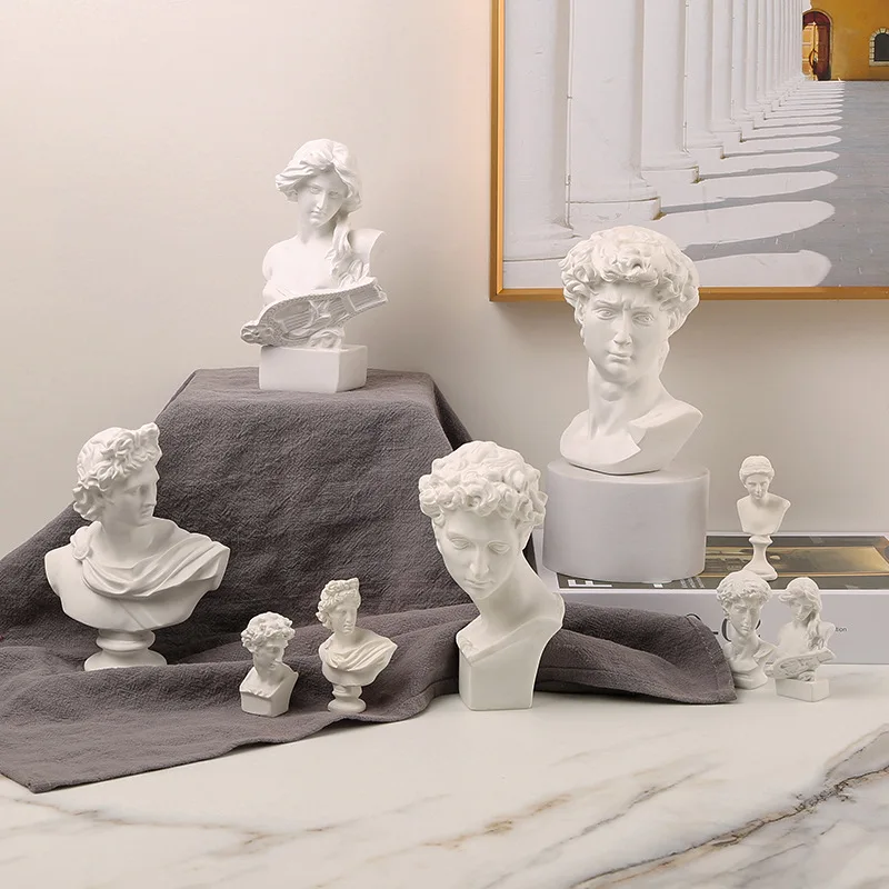 Greek Mythology God Goddess Hero David Venus Mozart Bust Figurine Sculpture Statue Plaster Sketch Practice Model Room Decoration