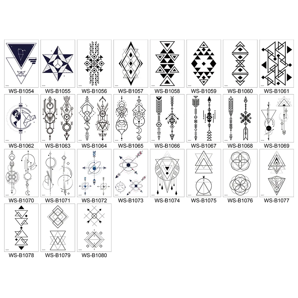 5pcs/set Black Mandala Flower Temporary Tattoos Sticker Geometric Pattern Fake tattoo Waterproof Disposable tatouage temporaire