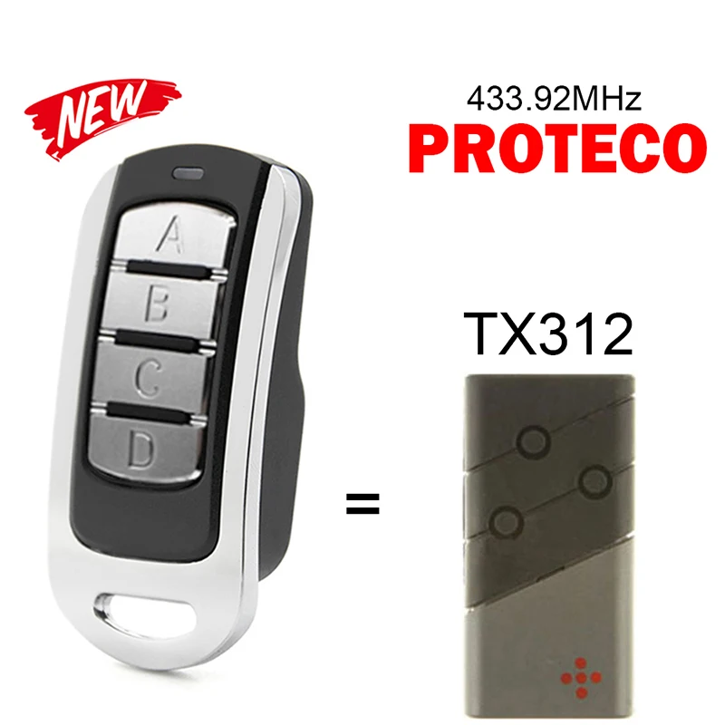 Multi-Frequency Remote Control Compatible With PROTECO TX312  Electric Gate Control Transmitter 433.92MHz Garage Door Opener