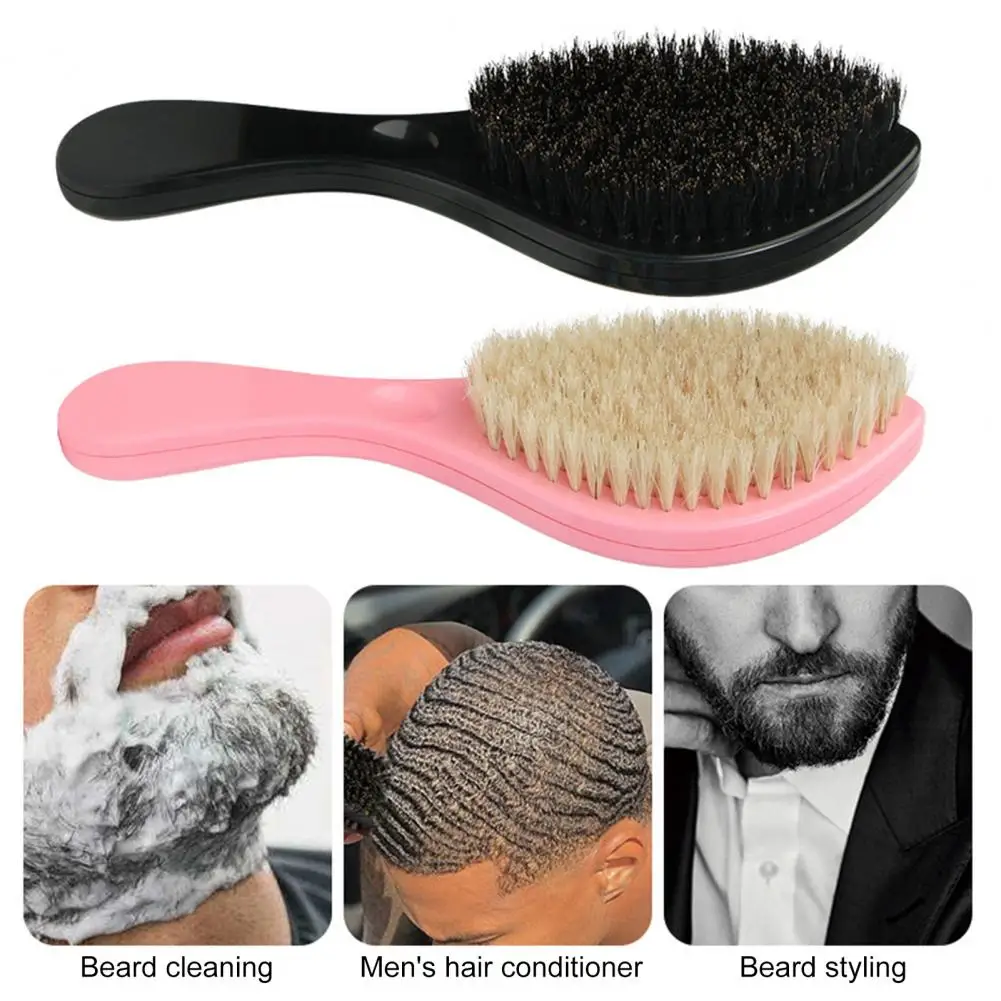 Men Beard Brush Ergonomic Handle Nylon Boar Bristle Curved Wave Beard Straightener Brush Salon Mustache Grooming Styling 90