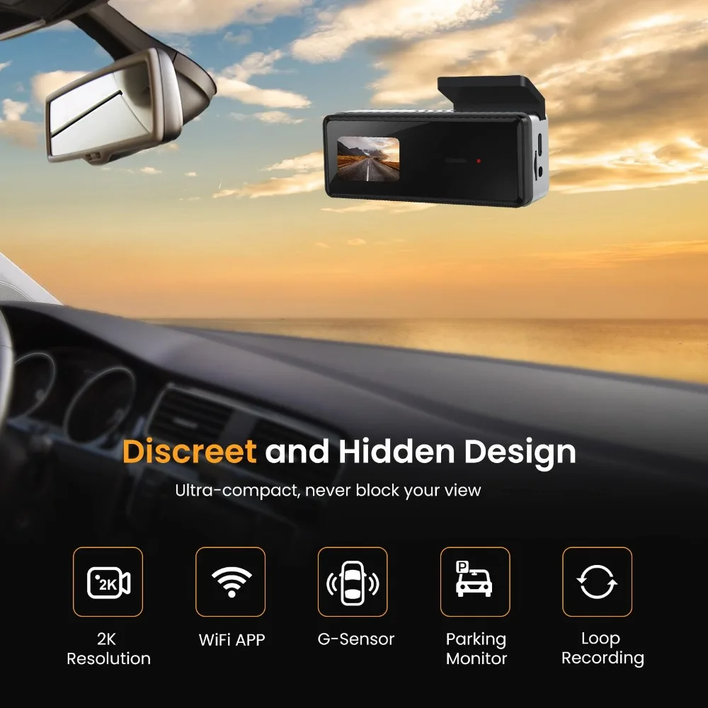 KQQ 2K  Dash Cam Front and Rear Dual Camera Car DVR Night Vision Dash Camera Recorder 24H Parking Monitor Built-in Wifi