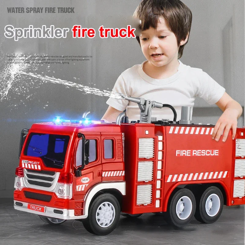 

New 1:16 Simulation Fire Truck Model Large Sound Effect Light Fire Truck Ladder Truck Water Supply Truck Toy Children's Gift