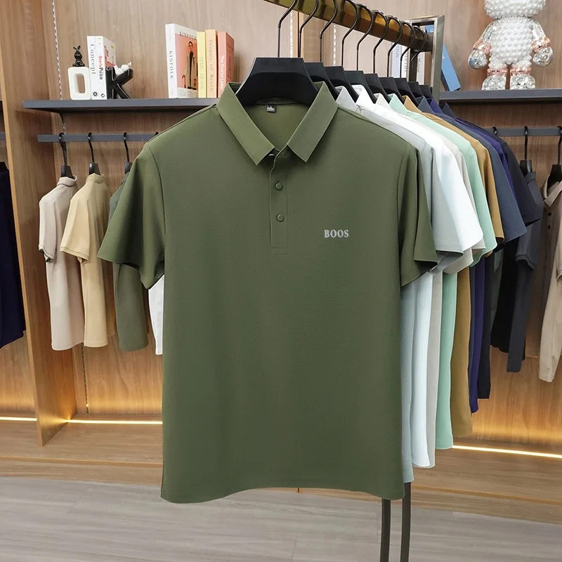 Sommermode Herren Kurzarm-Poloshirt mit Kragen, Knöpfen und Buchstabenprägung, Lässig, Atmungsaktiv, Minimalistisch, Einfarbig, Herrenbekleidung – Detail 5