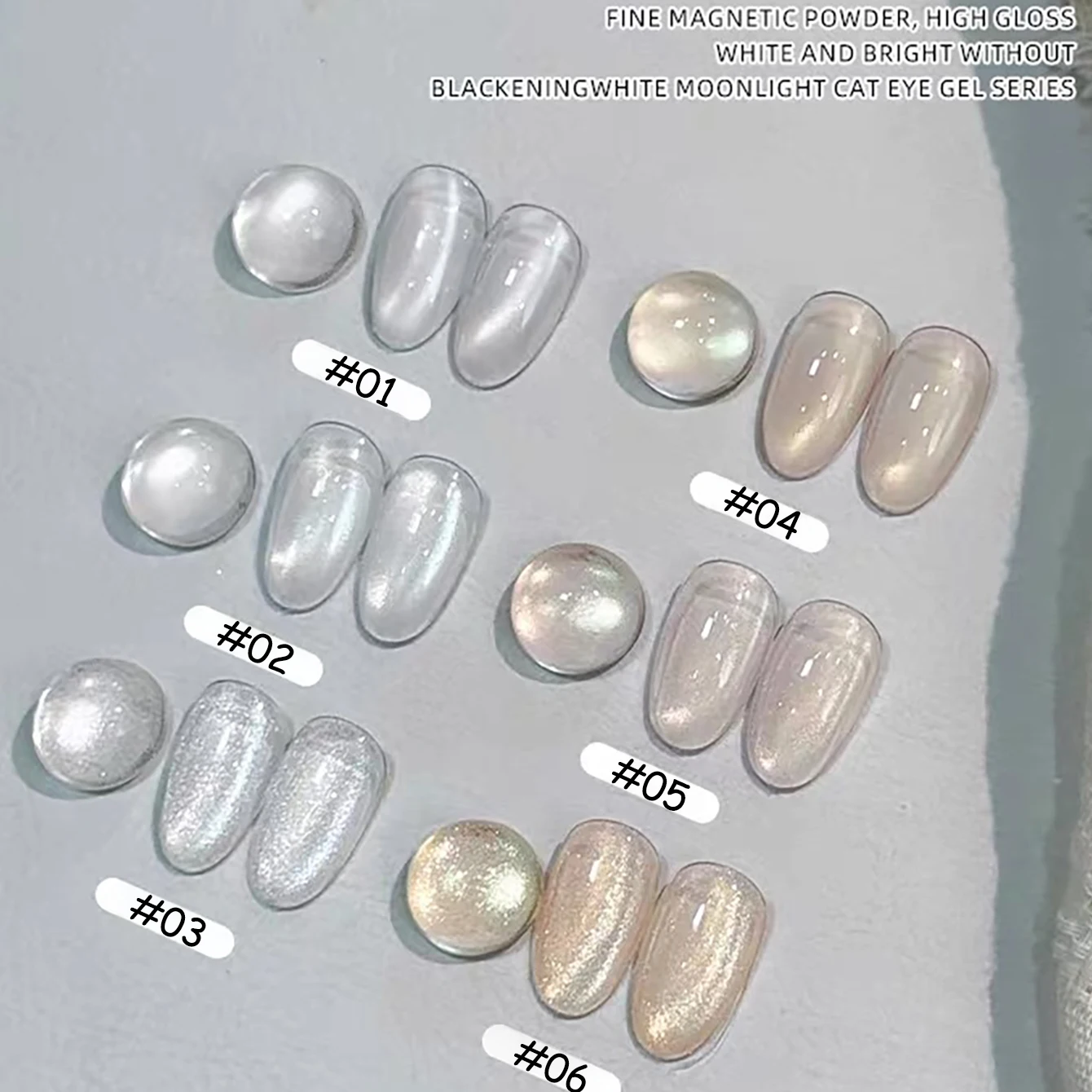 SHAKA 1pcs Ice Transparent Universal Cat Eye Series Gel Nail Polish Summer Water Light Glass Beads Moonlight Cat Eye Nail Art
