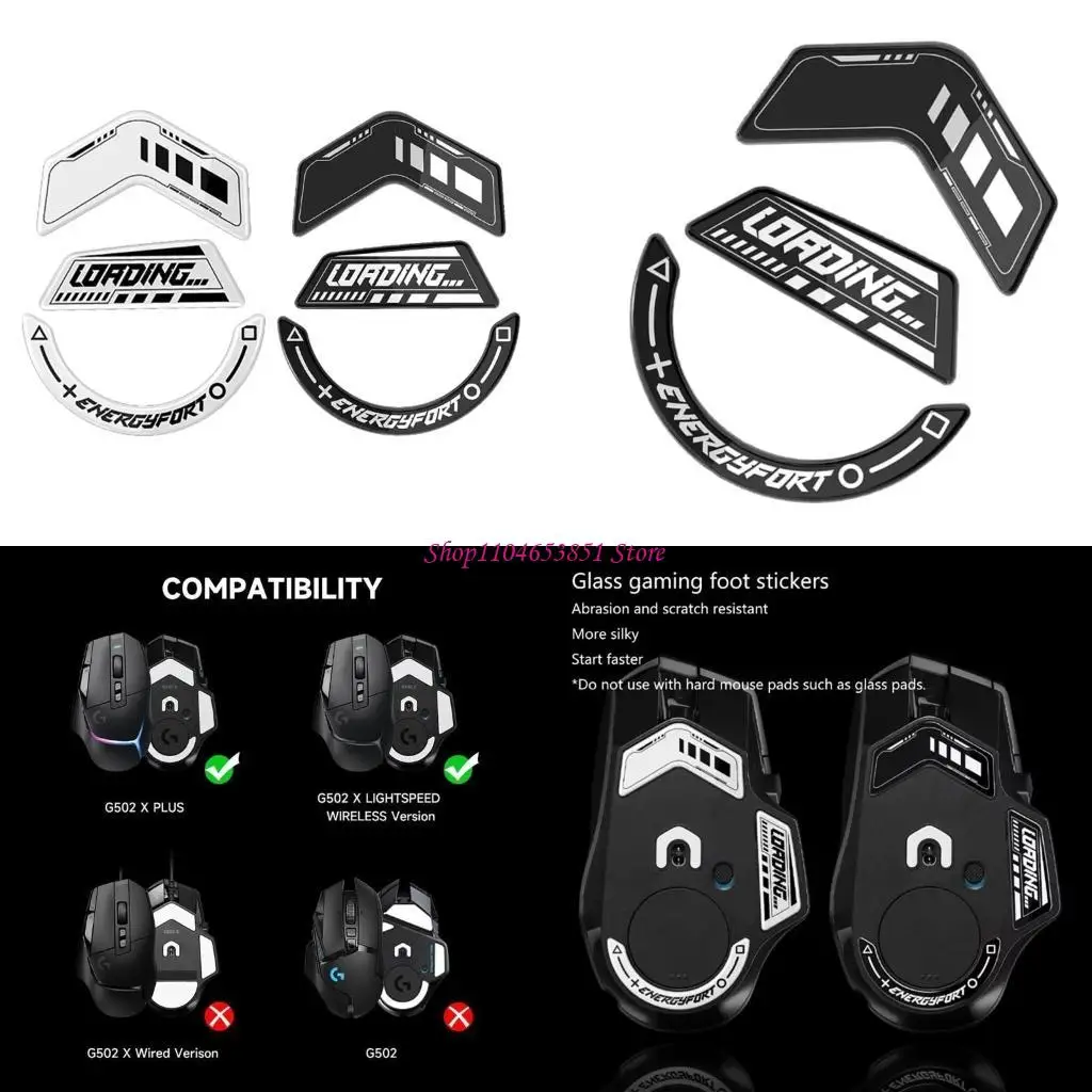 1Set Professional Glass Mouse Skates Stickers Mouse Feet Pad Glides Rounded Curved Edges for G502 X Lightspeeds / G502 X