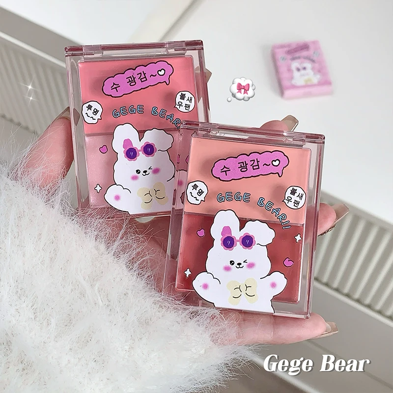 Gege Bear Palette di fard bicolore acquoso Idratante Colore espandibile e termoretraibile Crema Rouge a lunga durata