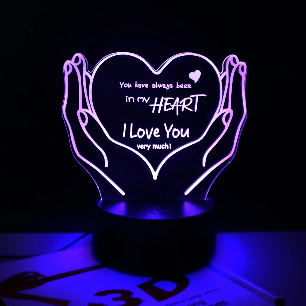 Romantic Couple Night Lights Valentine's Day Gifts Led Lamp Love USB Touch Bedroom Decoration Heart Light Wedding Confession