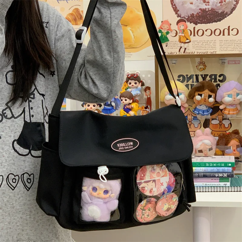 

Cute Japanese Crossbody Bag for Girls Large Capacity Student Shoulder Bag Transparent Ins Fashion Comfortable and Versatile Bag