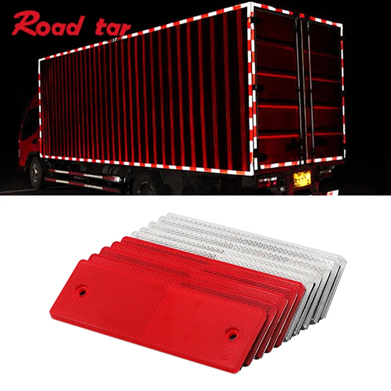 Roadstar-Réflecteur en plastique rouge et blanc pour voiture et camion, autocollant de vision nocturne, 10 pièces/lot