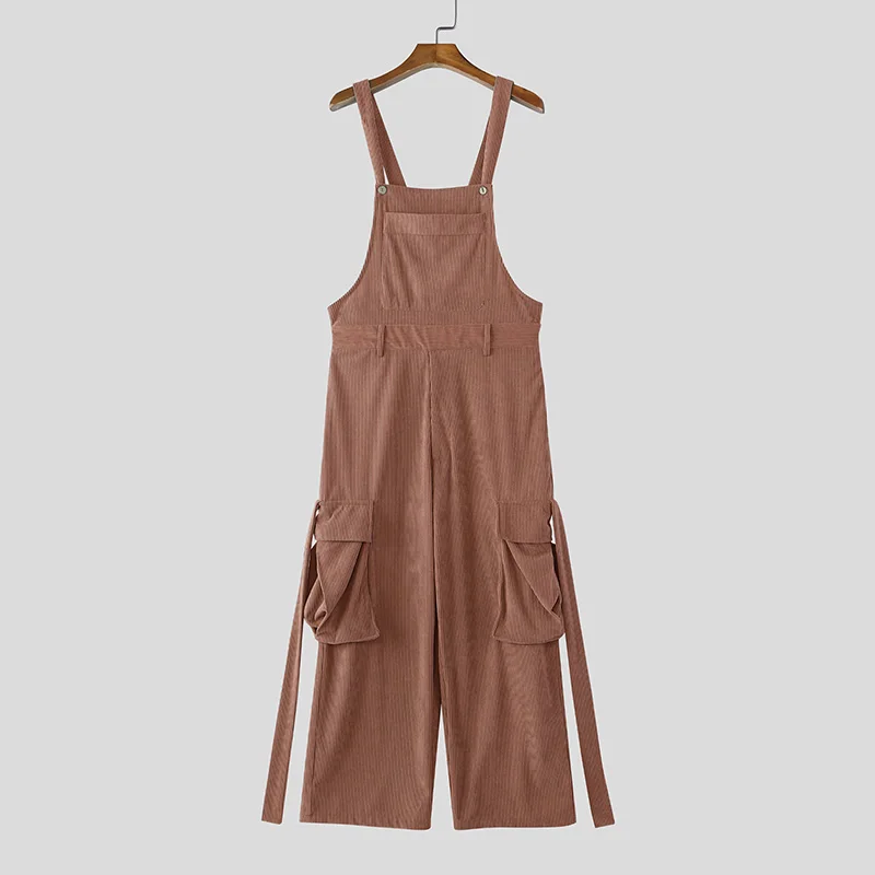 

INCERUN мужские комбинезоны в полоску без рукавов повседневные комбинезоны на бретелях мужские уличные комбинезоны со свободными карманами 2025 модные комбинезоны-карго S-5XL