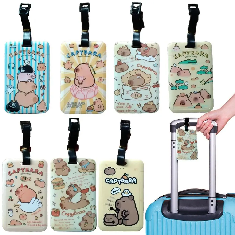 Cartoon Capybara Travel Luggage Tag Soft Silicone Hanging Sign Board Baggage Labels Mark Creative Design Baggage Tags