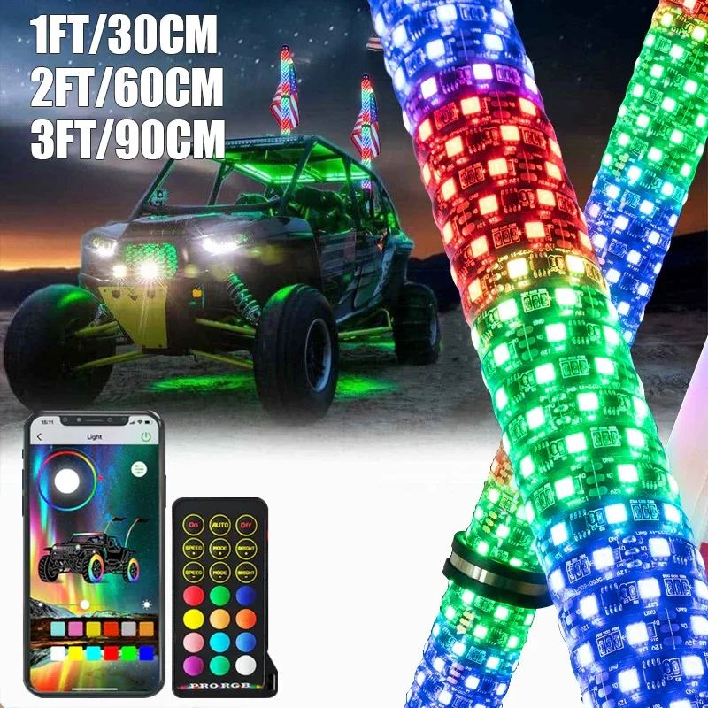 

Радиочастотный пульт дистанционного управления 360, спираль RGB, погоня, танцевальная антенна, светодиодный кнут для Can-am ATV UTV RZR Polaris Offroad Truck