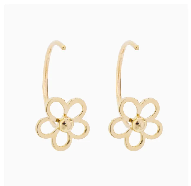 14K Solid Yellow Gold Fresh and Trendy Daisy Ear Earrings Small and Aesthetic Flower Earrings for Weddings Parties and Gifts