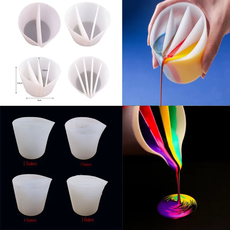 1-12 Chiếc DIY Nhựa Silicon Trộn Cup Phân Phối Cốc DIY Nhựa Chống UV Phối Màu Cốc Nhựa Lỏng Đo ly Trang Sức Làm