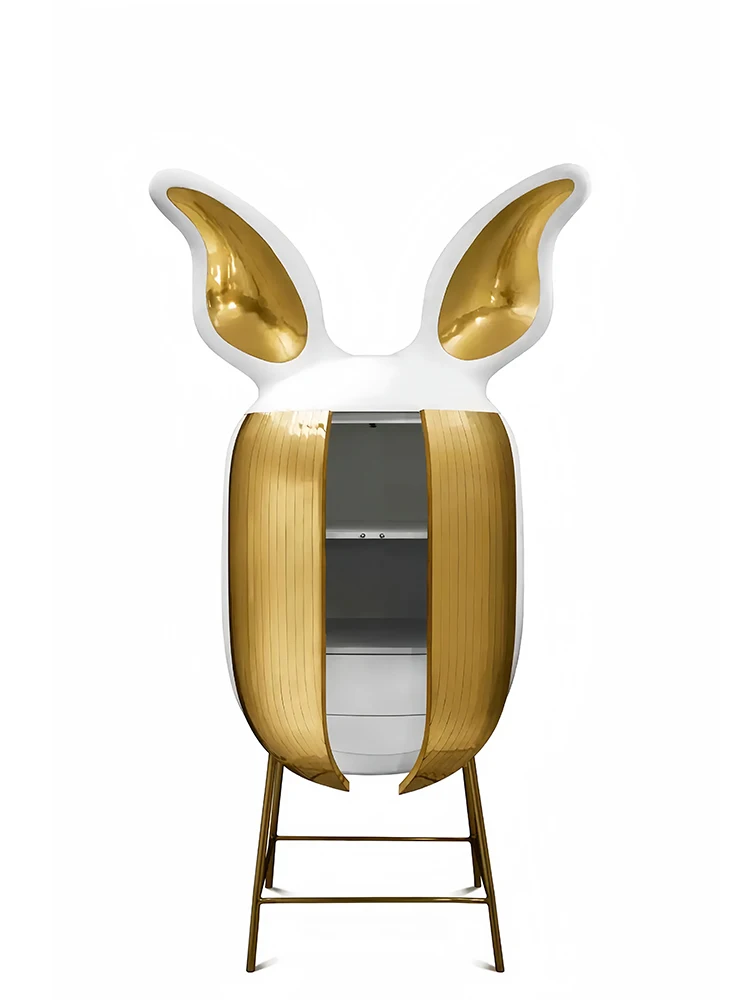 Italian creative solid wood rabbit locker living room decoration decoration hotel villa restaurant light luxury wine cabinet