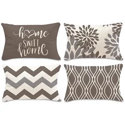Nordic Sweet Home Tan Geometric Linen Pillowcase 40*60 Home Decor Sofa Cushion Cover 30*50 Decorative Pillowcase
