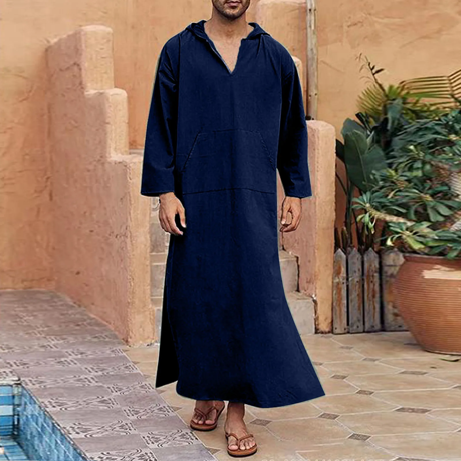 

Islamic Traditional Jubba Thobe Men Abaya Linen Muslim Robes Dubai Arabic Kaftan Clothing Qamis Homme Arab Turk Gown Hijab Dress