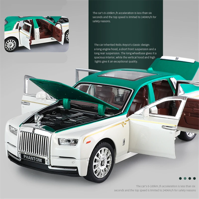 1:32 Rolls-Royce Phantom Alloy Car Model Diecasts Metal Toy Vehicles Car Model Simulation Sound and Light Collection Gift