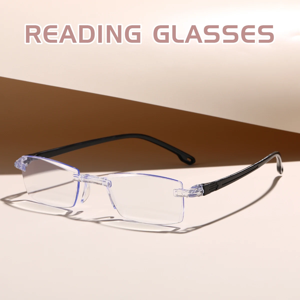 Bifocal Reading Glasses Men Blue Light Blocking Multifocal Eyewear Ultralight Rimless Eyeglasses, Degree +1.0 To 4.0